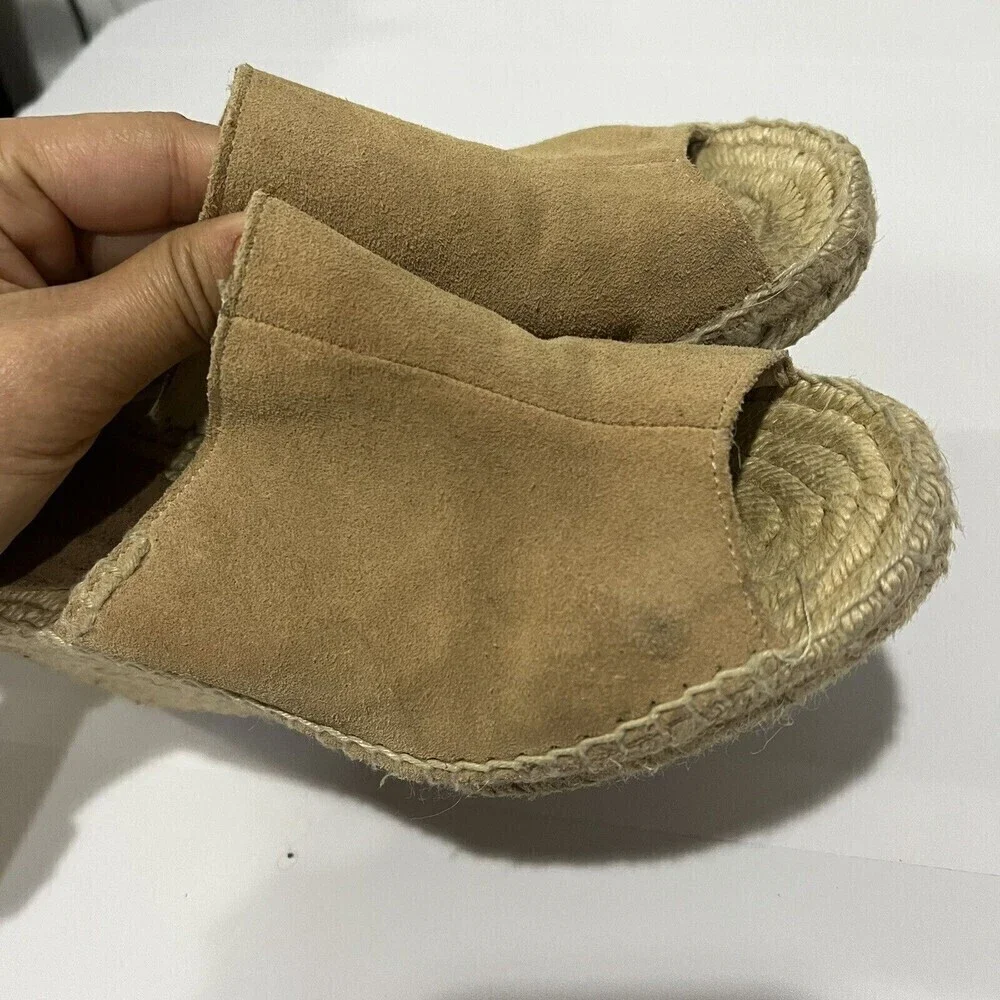 Soludos Mule Women’s open toe wedge‎ espadrilles  Slip on Cream Size US 7